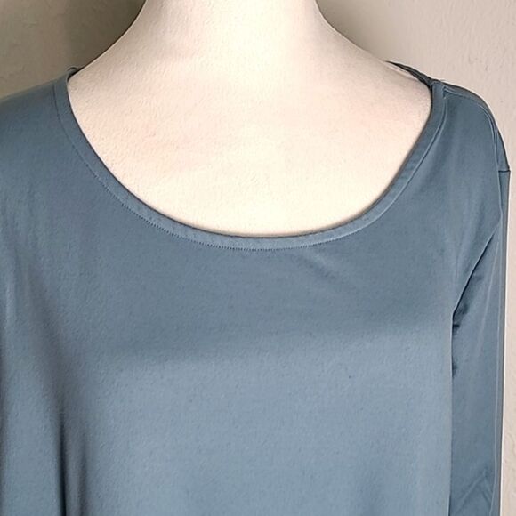 Zenana Babydoll Empire Top, High-Low Hem, Baby Blue, Size 1X - Picture 4 of 12